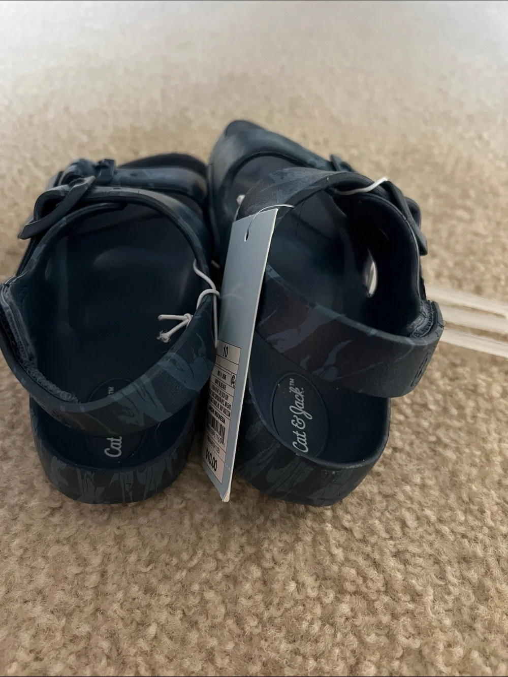 NWT 10 Toddler Cat & Jack Navy Blue Boys' Adjustable Buckle Sandals